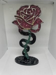 Rose effet diamant sur socle